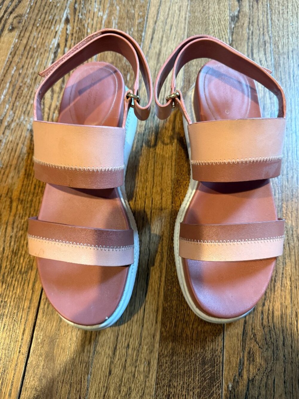 Cole Haan Grand.OS two-tone tan women's sandals, size 7.5